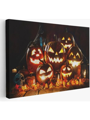 Beta Moda Hub Cadılar Bayramı Korkunç Kabak Kanvas Dekoratif Duvar Tablosu-