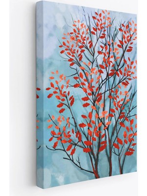 Beta Moda Hub Kırmızı Yapraklar Soyut Dekoratif Kanvas Tablo-