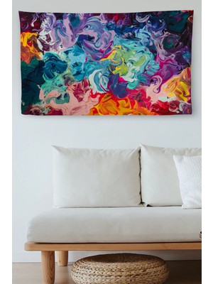 Beta Moda Hub Duvar Örtüsü Soyut Renkli Kaliteli Kanvas Duvar Halısı-