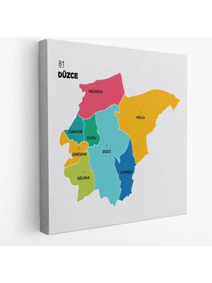 Beta Moda Hub Düzce Ili ve Ilçeler Haritası Dekoratif Kanvas Tablo