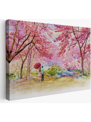 Beta Moda Hub Sakura Ağacının Altındaki Sevgililer Kanvas Tablo-