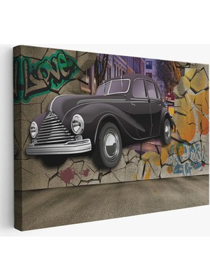 Beta Moda Hub Duvardan Fırlayan Klasik Araba Dekoratif Kanvas Duvar Tablosu-