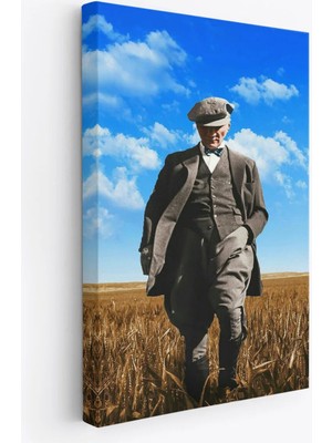 Beta Moda Hub Atatürk Portre Tablosu Mustafa Kemal Atatürk Dikdörtgen Dekoratif Kanvas Tablo-Fe-
