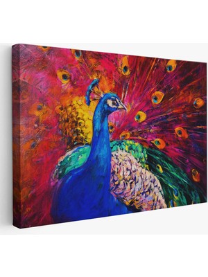 Beta Moda Hub Çok Renkli Tavus Kuşu Modern Sanat Kanvas Duvar Tablosu-
