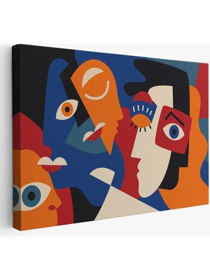 Beta Moda Hub Picasso Tarzı Soyut Insan Yüzleri Kanvas Duvar Tablosu-