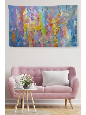 Beta Moda Hub Duvar Örtüsü Soyut Yağlıboya Görünümlü Kaliteli Kanvas Duvar Halısı-