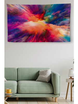 Beta Moda Hub Duvar Örtüsü Soyut Renkli Kaliteli Kanvas Duvar Halısı-