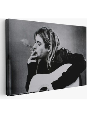 Beta Moda Hub Kurt Cobain Sigara Içen Ünlü Baskı Duvar Sanatı Kanvas Tablo, Nirvana Baskı-
