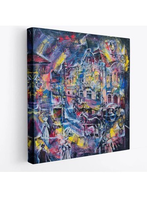 Beta Moda Hub Renkli Şehir Manzarası Kanvas Tablo-