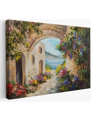 Beta Moda Hub Yaz Manzarası Yağlıboya Görünüm Dekoratif Kanvas Duvar Tablosu-