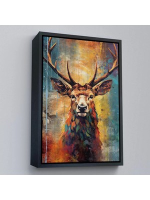 Beta Moda Hub Ahşap Çerçeveli Suluboya Geyik Tablosu-