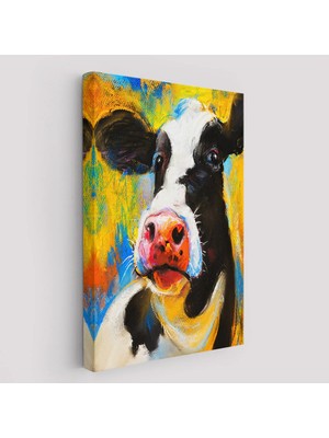 Beta Moda Hub Modern Sanat Inek Portresi Dekoratif Kanvas Duvar Tablo-