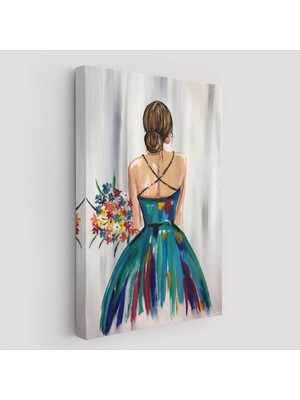Beta Moda Hub Renkli Çiçekli Kadın Dekoratif Duvar Tablosu -