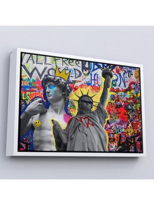 Beta Moda Hub Ahşap Çerçeveli Renkli Punk Rock Tablosu-