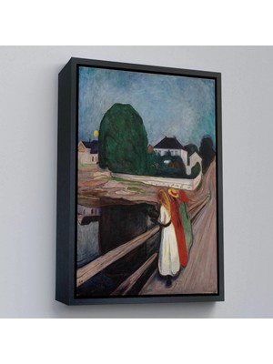 Beta Moda Hub Ahşap Çerçeveli Edvard Munch - Köprüdeki Kızlar Tablo - The Girls On The Bridge-
