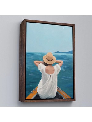 Beta Moda Hub Ahşap Çerçeveli Sandaltaki Kadın Tablo-