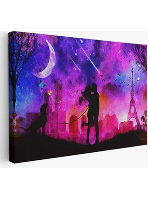 Beta Moda Hub Eyfel Kulesi Önünde Öpüşen Çift Duvar Tablosu-
