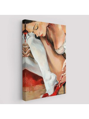 Beta Moda Hub Kırmızı Ayakkabılarını Giyen Sexi Kadın Duvar Tablosu-