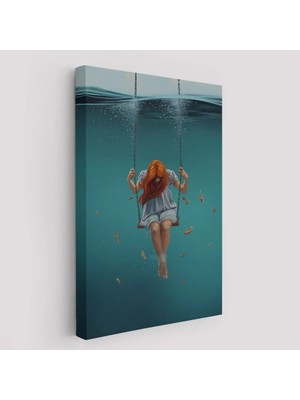 Beta Moda Hub Denizde Salıncakla Sallanan Kız Kanvas Tablo-