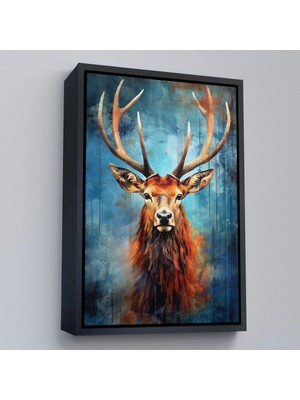 Beta Moda Hub Ahşap Çerçeveli Suluboya Geyik Tablosu-