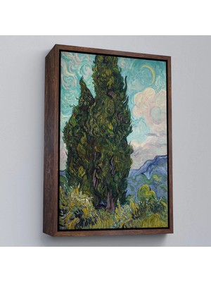 Beta Moda Hub Ahşap Çerçeveli Vincent Van Gogh - Selviler Tablosu - Cypresses-