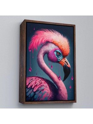 Beta Moda Hub Ahşap Çerçeveli Pembe Hippi Filamingo Tablo-