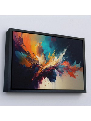 Beta Moda Hub Ahşap Çerçeveli Soyut Renkli Mürekkep Tablosu-