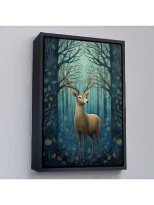 Beta Moda Hub Ahşap Çerçeveli Suluboya Geyik Tablosu-