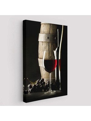 Beta Moda Hub Üzüm Şarabı ve Fıçısı Dekoratif Duvar Tablosu-
