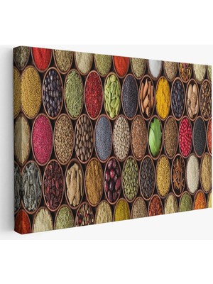 Beta Moda Hub Mutfak Masasın Da Baharatlar Dekoratif Kanvas Duvar Tablosu-