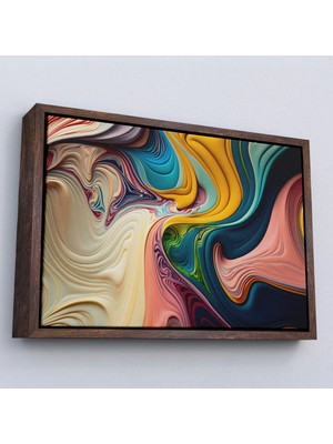 Beta Moda Hub Ahşap Çerçeveli Renkli Girdap Boyalar Tablosu-