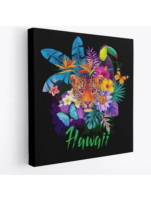 Beta Moda Hub Hawai Temalı Leopar Dekoratif Kanvas Tablo-