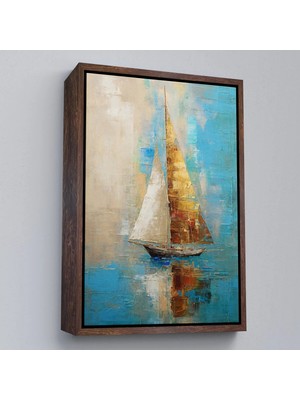 Beta Moda Hub Ahşap Çerçeveli Denizdeki Yelkenli Tablo-