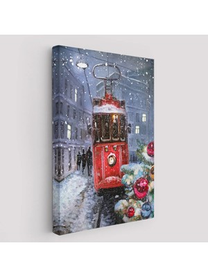 Beta Moda Hub Karlar Arasındaki Kırmızı Tramvay Duvar Tablosu-