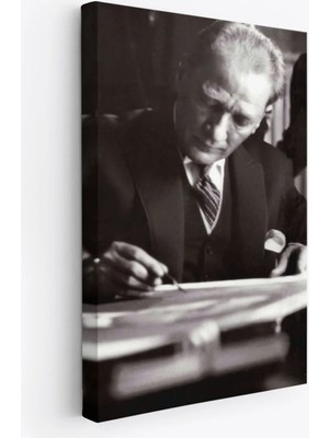 Beta Moda Hub Atatürk Portre Tablosu Mustafa Kemal Atatürk Dikdörtgen Dekoratif Kanvas Tablo-Fb-