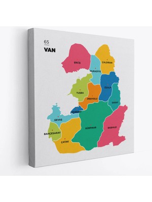 Beta Moda Hub Van Ili ve Ilçeler Haritası Dekoratif Kanvas Tablo