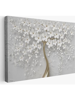 Beta Moda Hub Beyaz Gelincik Ağacı Dekoratif Kanvas Duvar Tablosu-