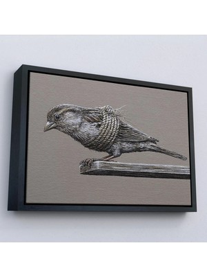 Beta Moda Hub Ahşap Çerçeveli Özgürlük Tablosu - Kanatları Bağlı Kuş-