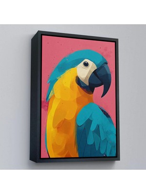 Beta Moda Hub Ahşap Çerçeveli Renkli Ara Papağanı Tablo-