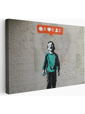 Beta Moda Hub Bansky Takipçisi Olmadığı Için Ağlayan Sosyal Medya Cocugu Kanvas Tablo-
