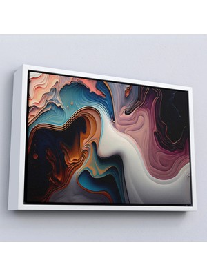 Beta Moda Hub Ahşap Çerçeveli Renkli Girdap Boyalar Tablosu-