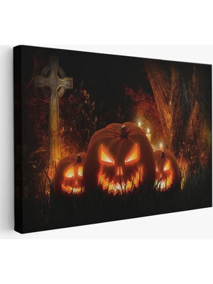 Beta Moda Hub Korkunç Oymalı Kabaklar Cadılar Bayramı Dekoru Dekoratif Duvar Tablosu-