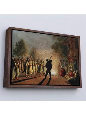 Beta Moda Hub Ahşap Çerçeveli Luigi Mayer'ın Bulgar Köylülerinin Dansı Tablosu-