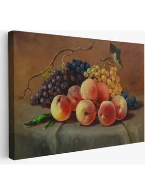 Beta Moda Hub Masa Üstündaki Meyveler Yağlı Boya Görünümlü Tablo-