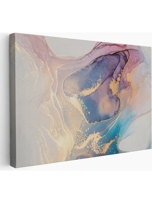 Beta Moda Hub Mürekkep ve Alkol Elementleri ile Mermer Deseni Verilmiş Kanvas Tablo-