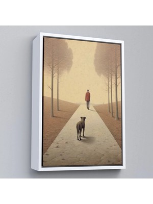 Beta Moda Hub Ahşap Çerçeveli Hiçliğe Yürüyen Yalnız Adam Tablo-