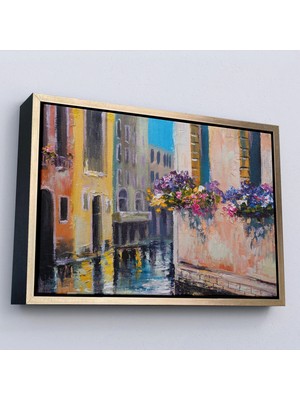 Beta Moda Hub Ahşap Çerçeveli Italya Venedik Kanal Yağlıboya Tablo-