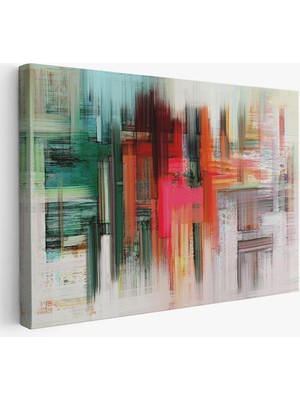 Beta Moda Hub Fırça Darbeleri ile Soyut Yağlıboya Görünüm Dekoratif Kanvas Duvar Tablosu-