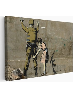 Beta Moda Hub Bansky'nin Askeri Arayan Küçük Kız Eseri Kanvas Tablo-