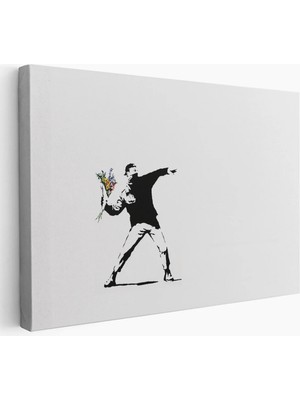 Beta Moda Hub Bansky'nin Çiçek Atan Adam Eseri Kanvas Tablo-